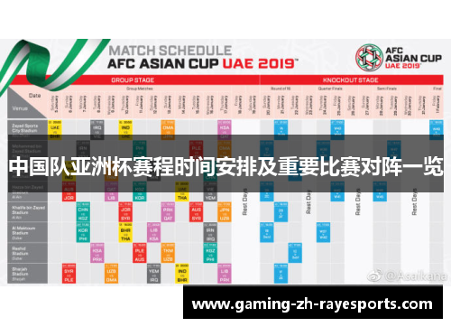 中国队亚洲杯赛程时间安排及重要比赛对阵一览 中国队亚洲杯赛程时间安排及重要比赛对阵一览
