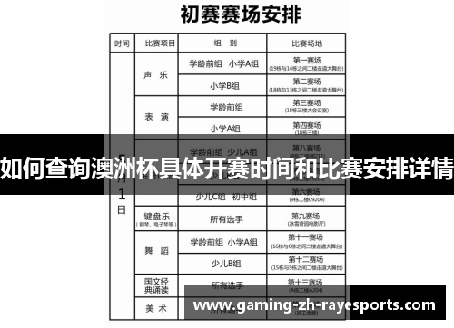 如何查询澳洲杯具体开赛时间和比赛安排详情 如何查询澳洲杯具体开赛时间和比赛安排详情